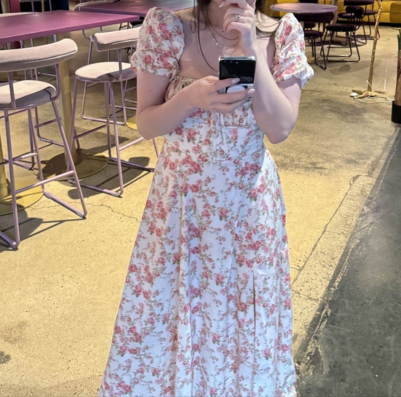 House of CB Tallulah Rose Print Puff Sleeve Midi Sundress - Picture 3 of 3